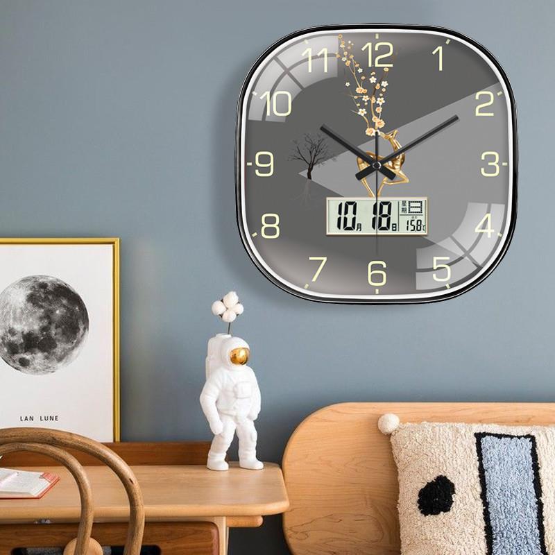 Clock Hanging Clock Living Room With Calendar Home Fashion Brief Current Representative Hung Wall 2023 New Silent Clock Light Extravagant-Taobao