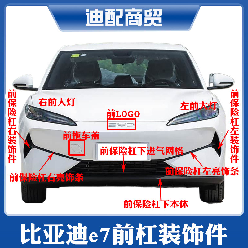 Подходит для панели отделки переднего бампера BYD e7 декоративная яркая полоска byd e7 средняя сетчатая панель отделки переднего бампера аксессуары