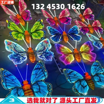 New LED luminous butterfly lamp outdoor waterproof lighting project landscape decorative modeling lamp holiday lantern