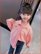 Girls shirts spring and autumn outer wear cotton long-sleeved 2024 new style childrens fashionable baby childrens print fashion discount