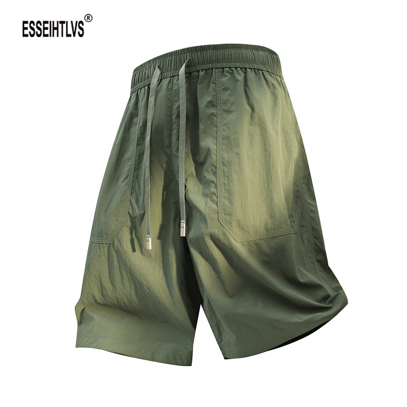 Esseihtlvs Shorts Men's Quick-Drying Summer Loose Breathable Five-Quarter Pants Outdoor Sports Casual Large Size Beach Pants