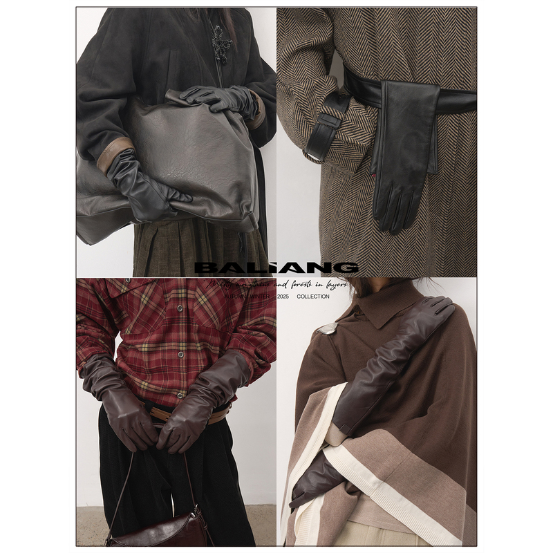 Baliang「捌樕」 Hail Winter Long Style Genuine Sheepskin Windproof Gloves