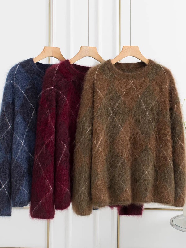 【Limited Edition】Diamond Pattern Plus Version High Weight Thick Version Heavyweight Cashmere Brushed Knit Sweater 【Limited Edition】Diamond Pattern Plus Version High Weight Thick Version Heavyweight Cashmere Brushed Knit Sweater