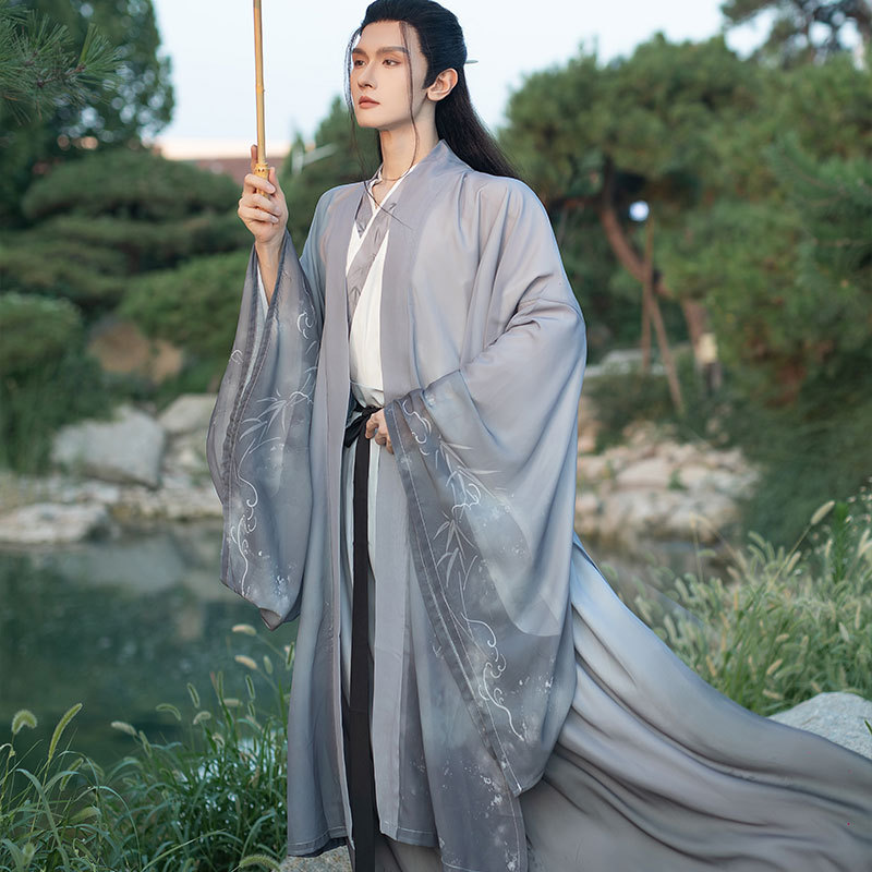 Authentic Hanfu for Men, Original Chinese Style, Jin-Style Waist-Length Skirt, Wei-Jin Style, Suitable for Students, Everyday Wear, Fairy-Like Outfit, Class Uniform