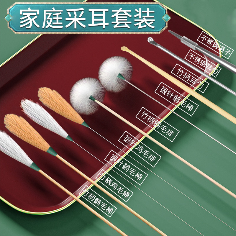 プロ仕様の耳掃除ツールセット、耳掃除ツール、ガチョウの羽根スティック、羽根のフルセット、技術者グレードの耳掃除スプーン