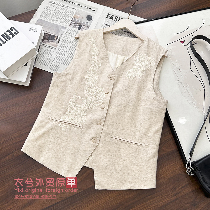 (Heavy Embroidery Cotton and Linen Vest) 980 Early Autumn New Style National Style New Chinese Style Versatile Sleeveless Vest Z (Heavy Embroidery Cotton and Linen Vest) 980 Early Autumn New Style National Style New Chinese Style Versatile Sleeveless Vest Z