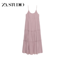 ZA new summer women's casual style round neck sleeveless layered decorative long midi dress 0881322