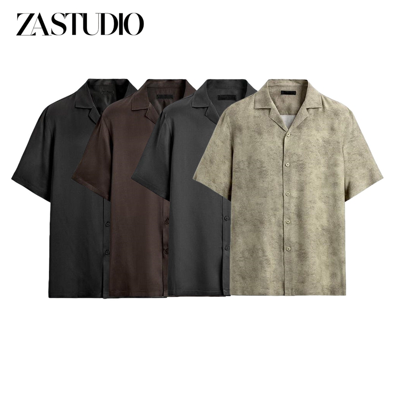 Za New Summer Men's Single-Breasted Bowling Shirt Collar Short-Sleeved Loose Fit Shirt 4423209 Za New Summer Men's Single-Breasted Bowling Shirt Collar Short-Sleeved Loose Fit Shirt 4423209