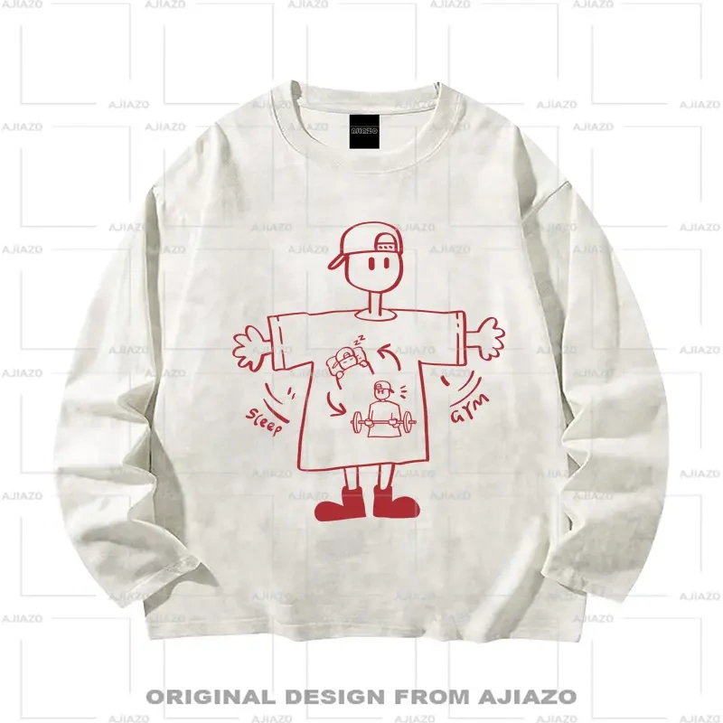 Old Dog Thirteen【Skimmed Cowhide】Pure Cotton Tie-Dye Long-Sleeve T-Shirt, Casual Versatile Unisex Top