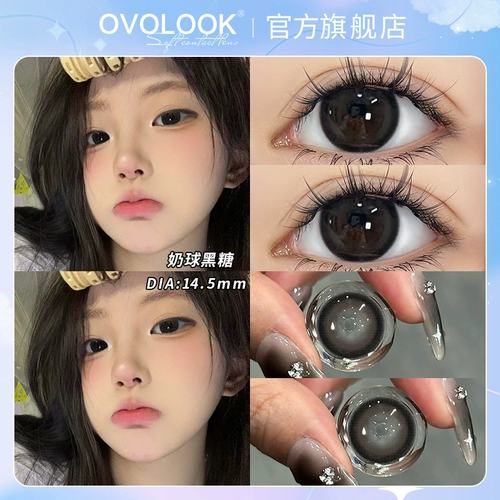 OVOLOOK Контактные линзы с большими глазами с большими глазами черный сахар с полугодом размером с новым контактным линзом и диаметром для женщин с полугодом