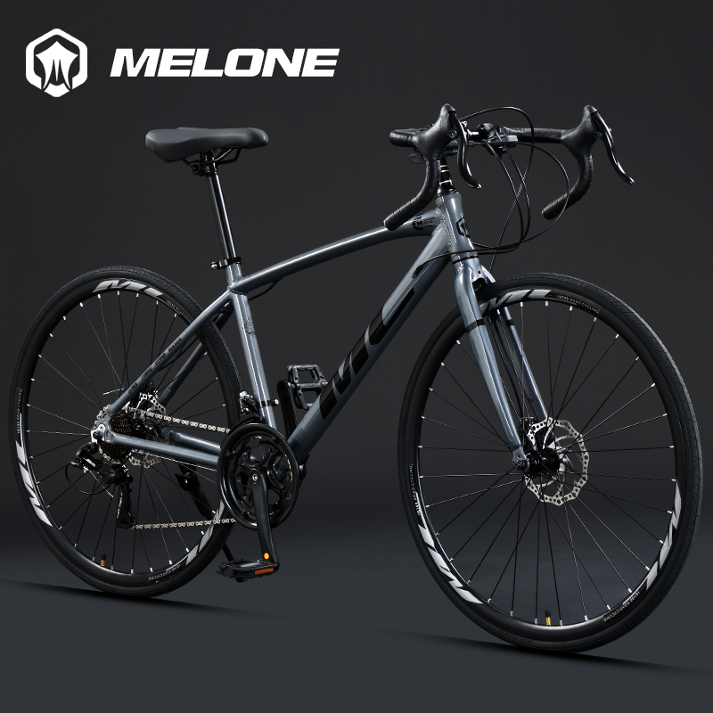 Mellon Aluminum Alloy Curved Handlebar Road Bike with Gears, Youth Racing Bike, Adult Lightweight Sports Bike, Unisex Bicycle