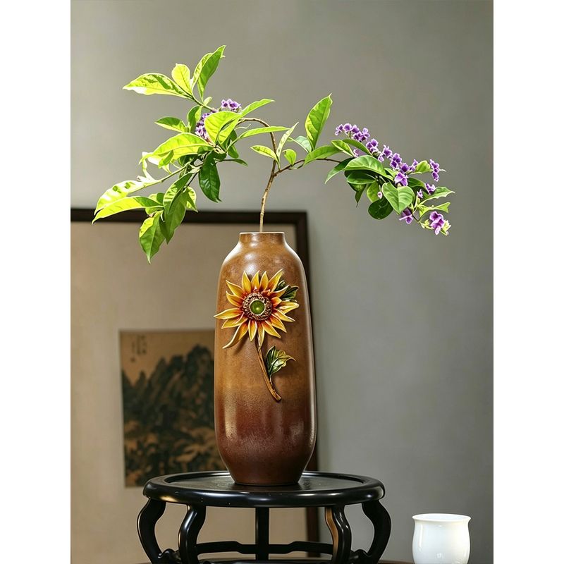 Seesova Chinese-Style Intangible Cultural Heritage Enamel Ceramic Vase for Living Room, Niche Artistic Tabletop Flower Arrangement Vessel Seesova Chinese-Style Intangible Cultural Heritage Enamel Ceramic Vase for Living Room, Niche Artistic Tabletop Flower Arrangement Vessel