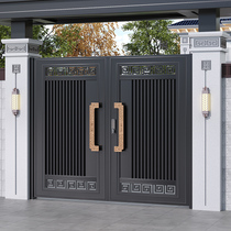 Aluminum alloy villa courtyard gate 2024 new aluminum art double door outdoor rural self-built house courtyard door fence