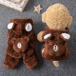 Dog Clothes for Autumn and Winter, Thickened and Warm Cotton Coat for Poodles, Teddy Bears, Bichons, Pomeranians, Small Dogs, Pets, and Cats, Four-Legged Clothing