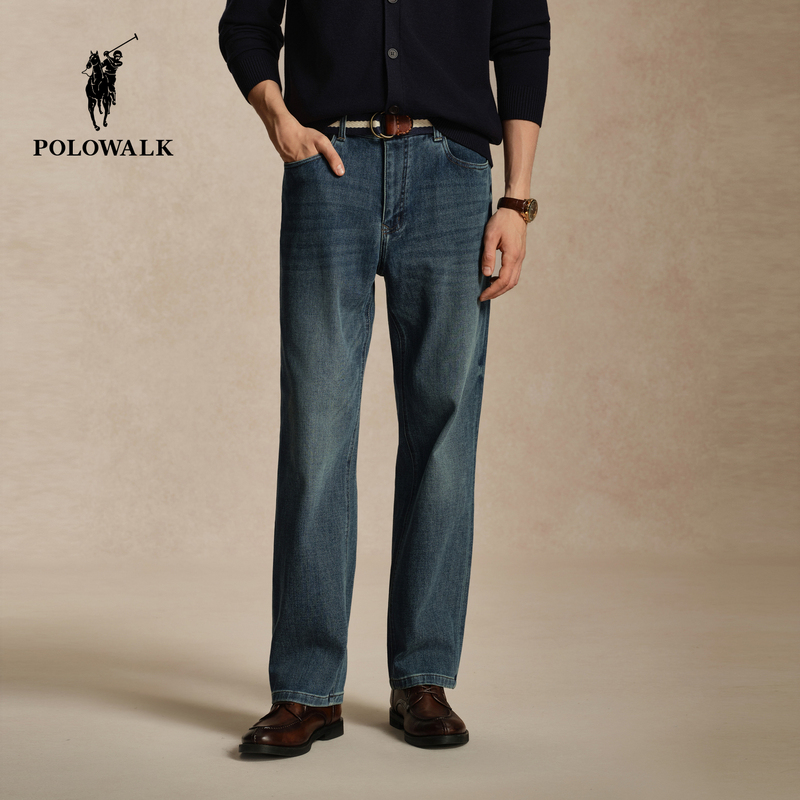Polowalk Men's Jeans 2026 Autumn and Winter New Classic Retro Fashion High-Waisted Straight-Leg Pants Polowalk Men's Jeans 2026 Autumn and Winter New Classic Retro Fashion High-Waisted Straight-Leg Pants