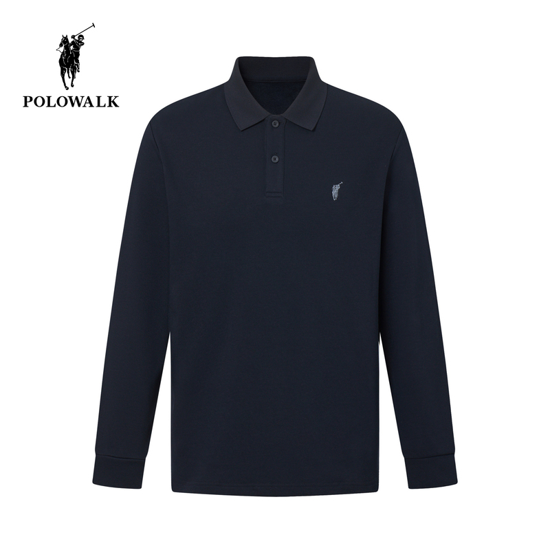 Polowalk Men's Long-Sleeved T-Shirt 2026 Autum New Product Thin Velvet Warm Polo Collar Pony Embroidered Top Polowalk Men's Long-Sleeved T-Shirt 2026 Autum New Product Thin Velvet Warm Polo Collar Pony Embroidered Top