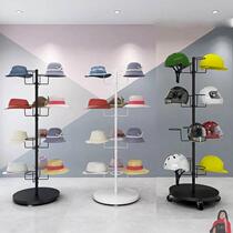 Floor-mounted iron art helmet hard hat display rack workshop construction site helmet hat rack rotatable hat hat bracket