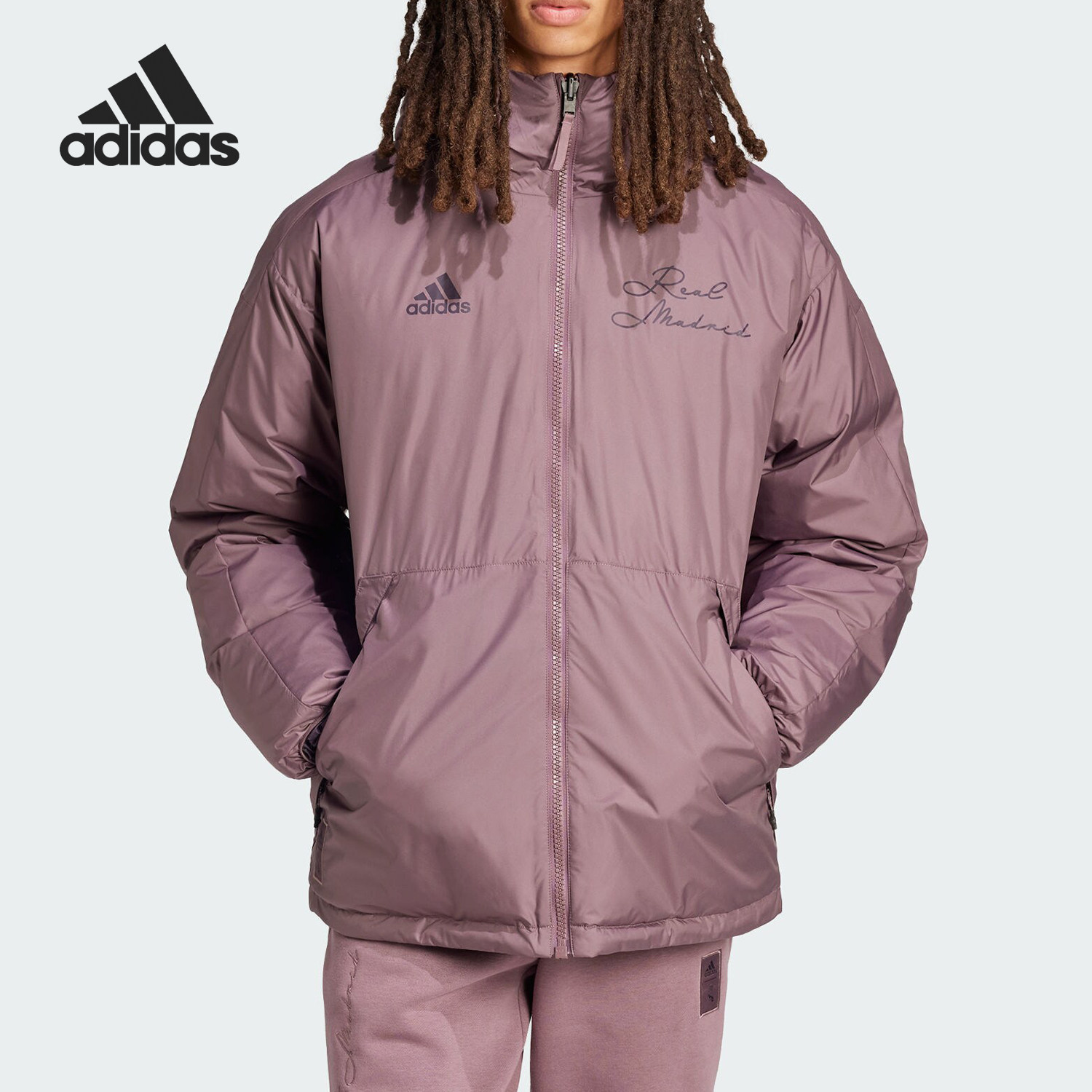 Adidas/Мужской классический двусторонний пуховик Adidas genuine Real Madrid football culture IT3770