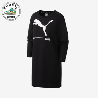 Puma/彪马正品2025女士圆领针织运动宽松LOGO印花连衣裙582770-01
