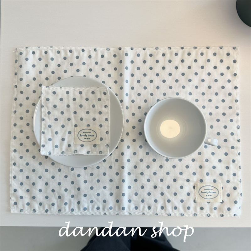 ins Pure Cotton Gauze Blue Polka Dot Pink Polka Dot Napkin Table Mat Square Coaster Double-Layer Soft Absorbent Cover Cloth ins Pure Cotton Gauze Blue Polka Dot Pink Polka Dot Napkin Table Mat Square Coaster Double-Layer Soft Absorbent Cover Cloth