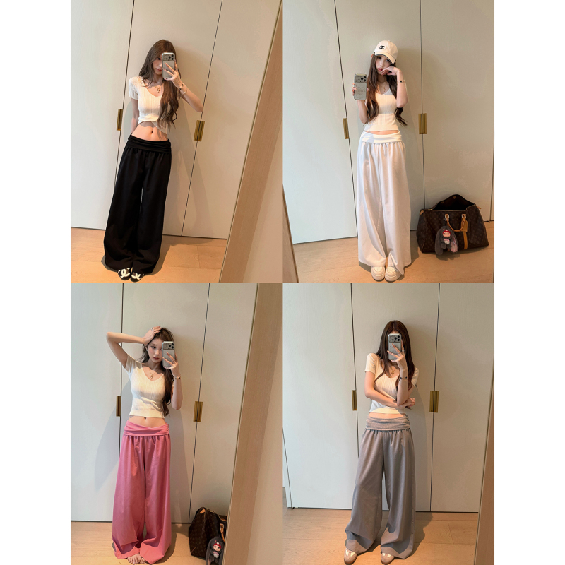 Tongiiuu Vibe Air Pants Linen Straight Loose Casual Pants Women's High-End Slimming Wide-Leg Long Pants Summer