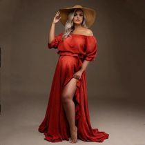 Boho Cotton Maternity Photoshoot Dress 2 in 1 Bohemian Pregn