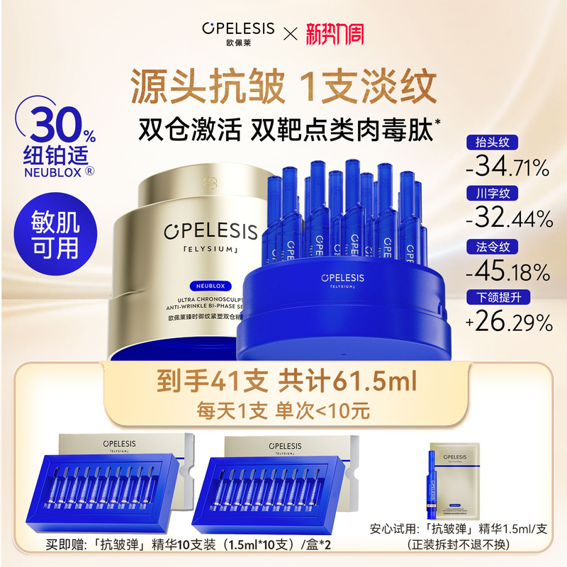 【A Must-Have for the Store】Oupelai Anti-Wrinkle Elasticity 30% Botulinum-Like Peptide Dual Chamber Single-Use Essence for Smoothing Wrinkles and Firming