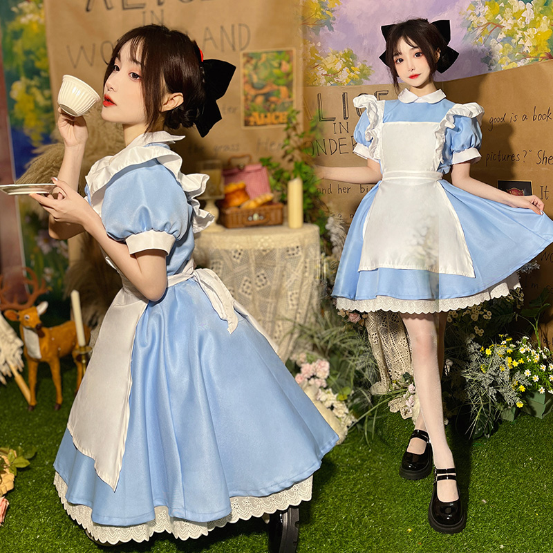 不思議の国のアリス コスプレ衣装 ガーリー ロリ かわいい メイド コスチューム ハロウィン コスプレ パフォーマンス コスチューム