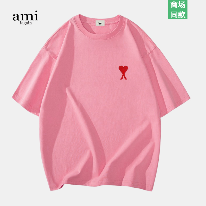 Ami Iagain Official Short-Sleeved Unisex Couple Summer New Loose Casual Pink Pure Cotton Sports T-Shirt Trendy