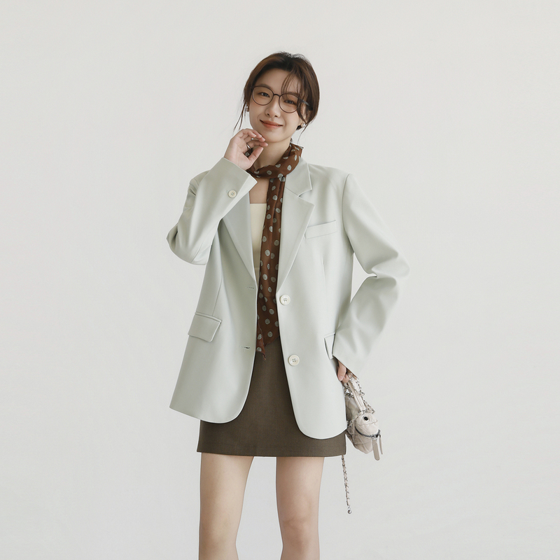Chicroom Mint Green Loose Blazer for Women 2026 Spring New Slim Casual Workwear Small Suit Chicroom Mint Green Loose Blazer for Women 2026 Spring New Slim Casual Workwear Small Suit