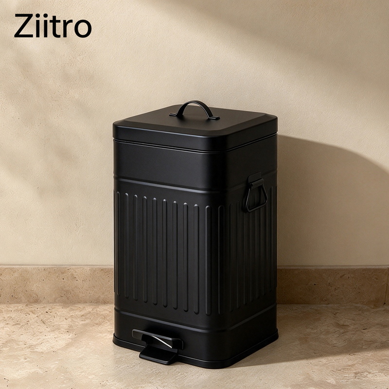 Ziitro Black Trash Can with Foot Pedal, Retro High Aesthetic Value, Large Capacity with Lid, Suitable for Home Use and Coffee Shops, Light Luxury 20L Ziitro Black Trash Can with Foot Pedal, Retro High Aesthetic Value, Large Capacity with Lid, Suitable for Home Use and Coffee Shops, Light Luxury 20L