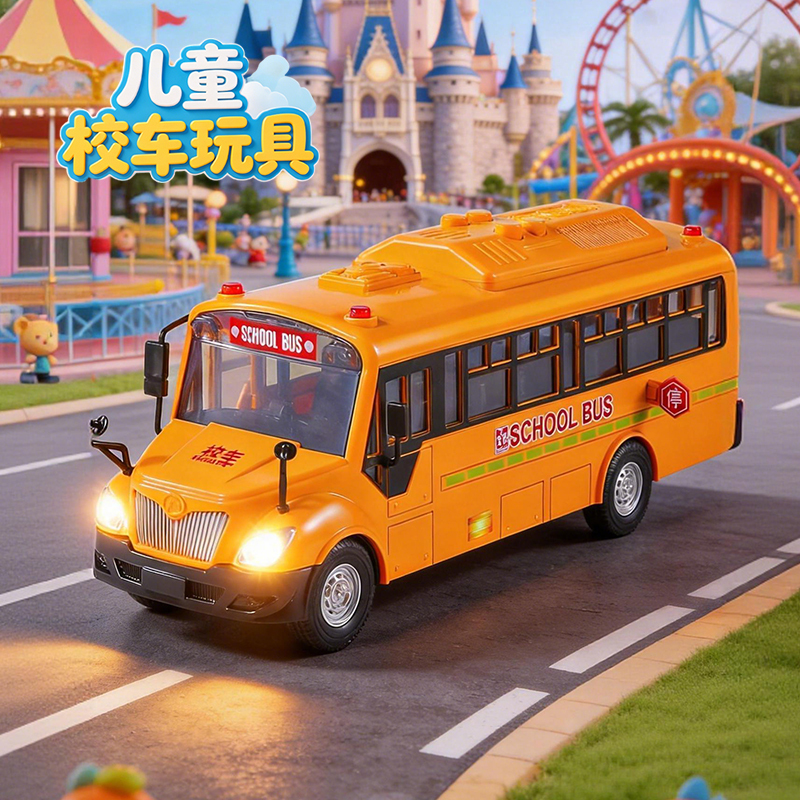Large School Bus Toy Bus Children's Bus Boy Simulation Inertia Car Model Girl Baby 3 Years Old 6