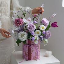 New Chinese style cheongsam hug bucket flower arrangement ornaments fake flowers simulated flowers living room decorations floral decoration flowers