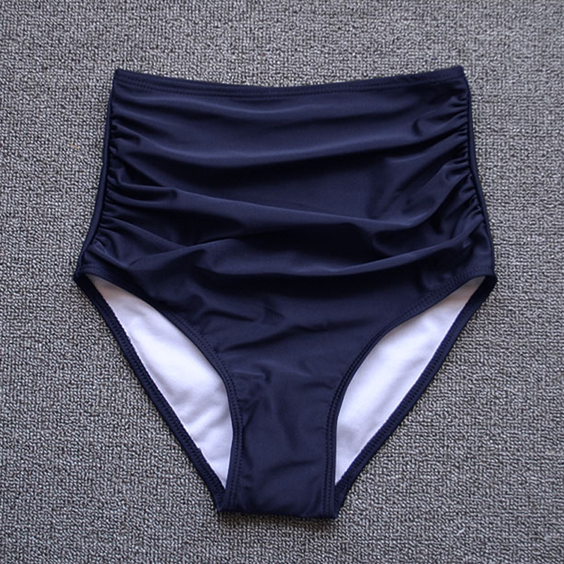 Black High-Waisted Women's Swim Trunks, Triangle Cut, Anti-Exposure, Tummy-Covering, Slimming, Available in Plus Sizes, Single Piece, Suitable for Hot Springs and Swimming