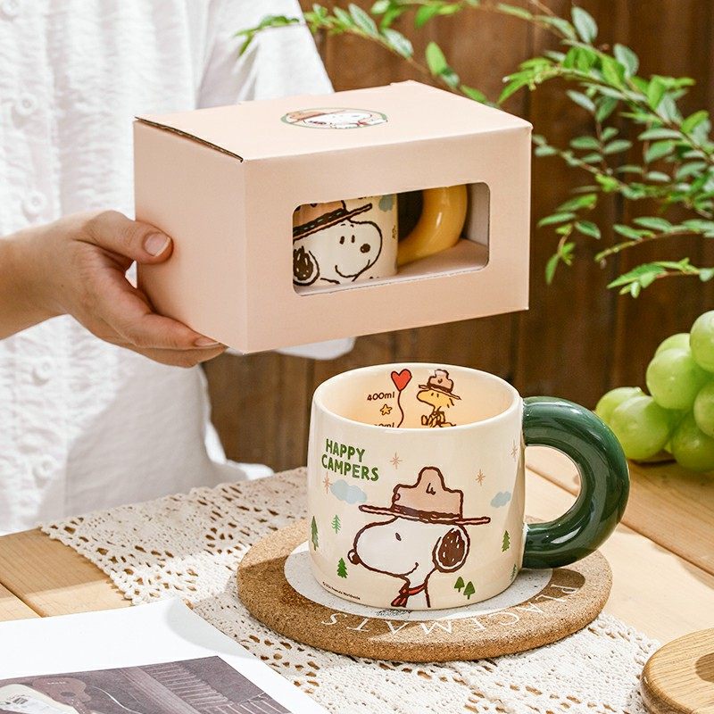 Подлинный Snoopy подлинный совместный фирменный стакан для воды для девочек, высококачественная периферийная подарочная кружка, керамическая дизайнерская ниша