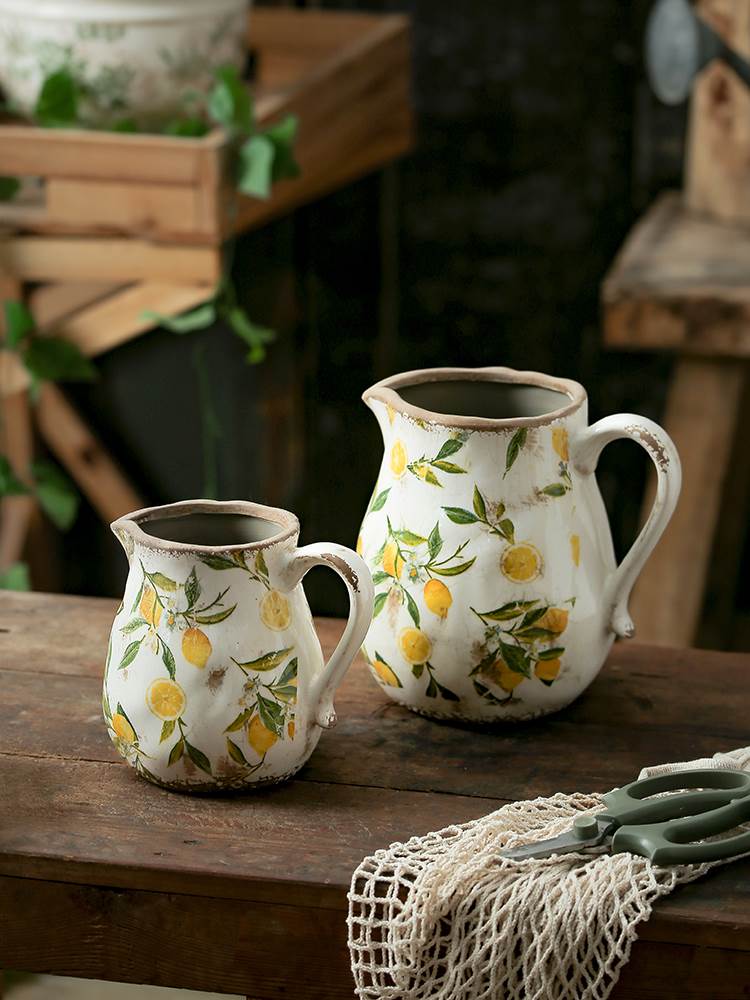 Retro Fields Garden Wind ceramic flower pots Creativity Vase Pendulum Pieces of Living Room Flower Arrangement Water Perware Creative American Art-Taobao