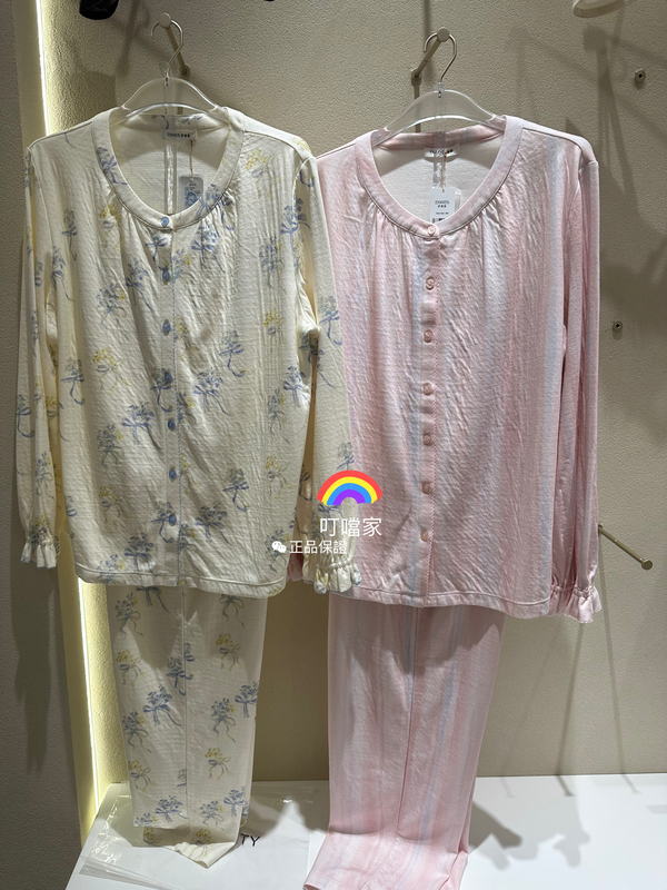26 New Autumn and Winter Ives Cotton Skin-Friendly Round-Neck Long-Sleeved Pants Women's Home Pajamas Set 10321420
