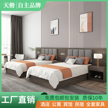 Guesthouse Bed Hotel Furniture Custom Manufacturer Mark Room Single Room Full Apartment Folk Sleeping Single Bed Double Bed Rental Room Furniture