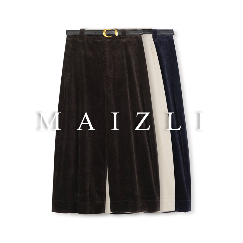 【Mt】Vintage Corduroy Wide-Leg Pants, High-Waisted and Smooth, Flattering the Leg Shape