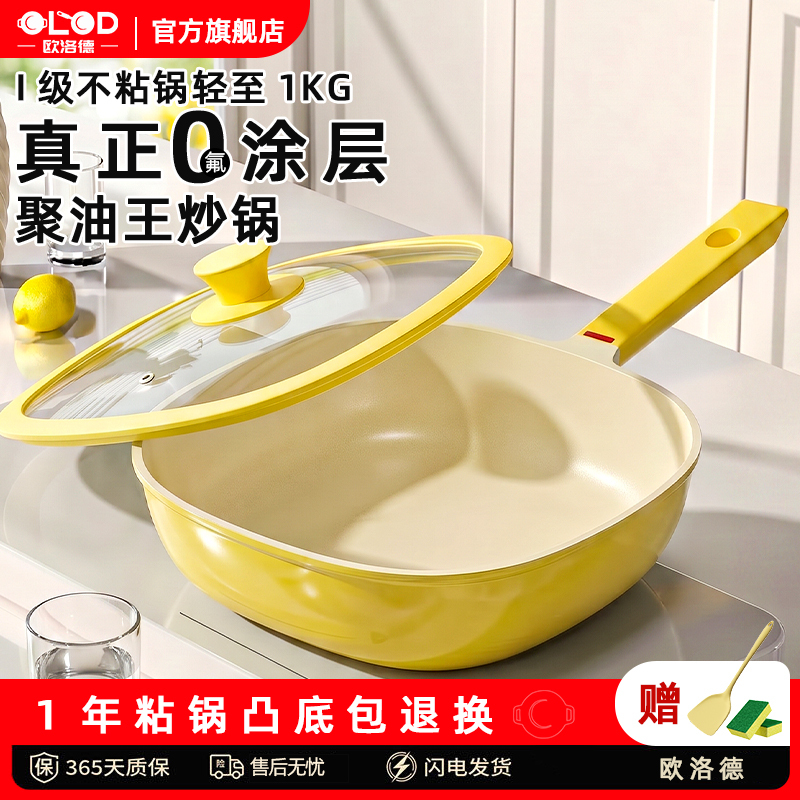 Oulode Non-Stick Pan, Special Frying Pan for Induction Cooker, Ceramic Mini Frying Pan, Household 0-Fluorine Flat-Bottomed Small Square Pan