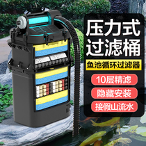 Fish pond filter water circulation system large outdoor courtyard koi pond water purification filtration device external filter barrel