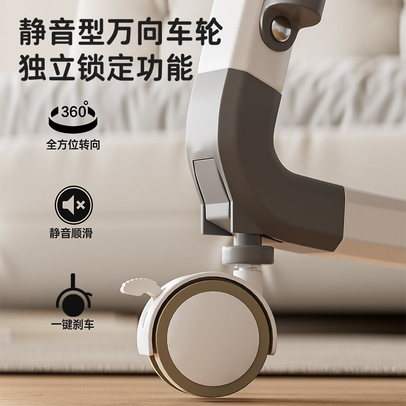 Gelala Aluminum Alloy Crib, Portable and Foldable Cradle Bed, Collapsible Bed for Newborns, Can Be Connected to a Larger Bed