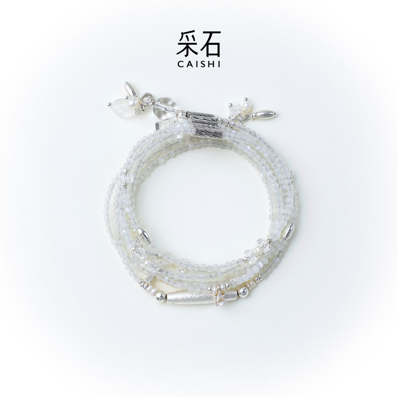 Stone Studio Original [Galaxy Daylight] White Moonlight Pearl High-End Versatile Multi-Strand Sweater Chain Bracelet