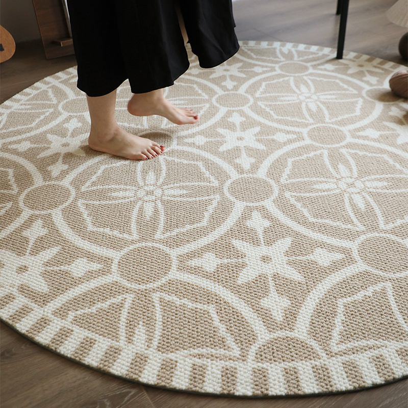Jiuyi Round Wool Carpet, Nordic Simple Style, Environmentally Friendly, Stain-Resistant, Living Room Coffee Table Rug, Study Room Table and Chair, Bedroom Round Floor Mat