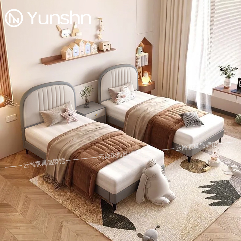 Children's Bed 90cm Wide, Small Apartment, Gray Upholstered Leather Bed 1.0m Width 1.0 Single Small Bed for Boys and Girls 1.2m