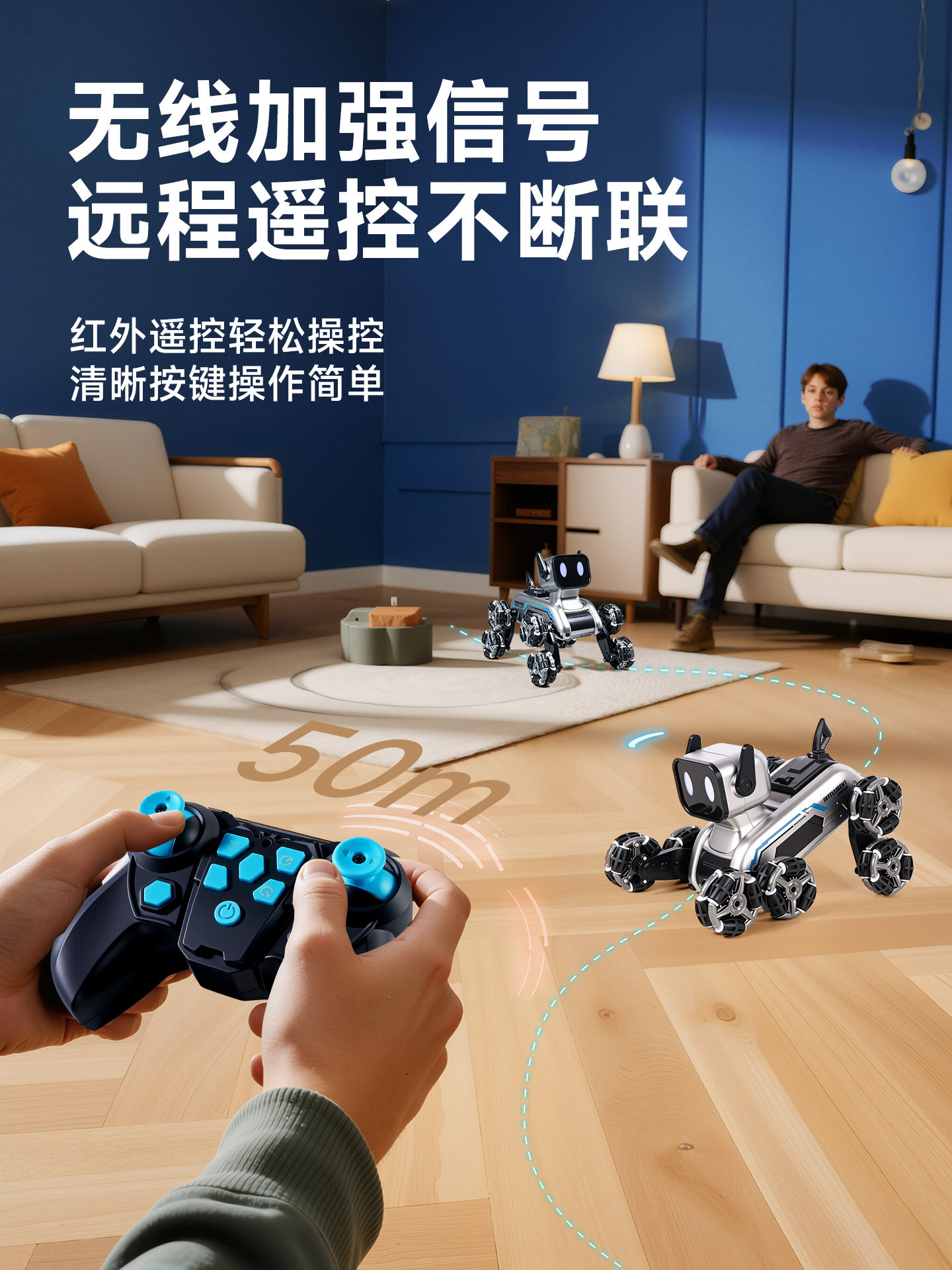Eight-Wheel Electric Intelligent Robot Dog Remote Control Car Toy Children's Car Gesture Dual-Sensor Boy Gift Robot
