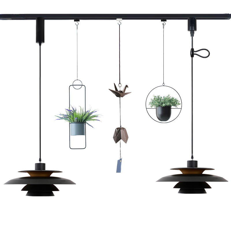 Aimingli 2-Line Special Hook Pendant Light to Track Light Conversion Tool, Plant Decoration Hanging Spotlight Track