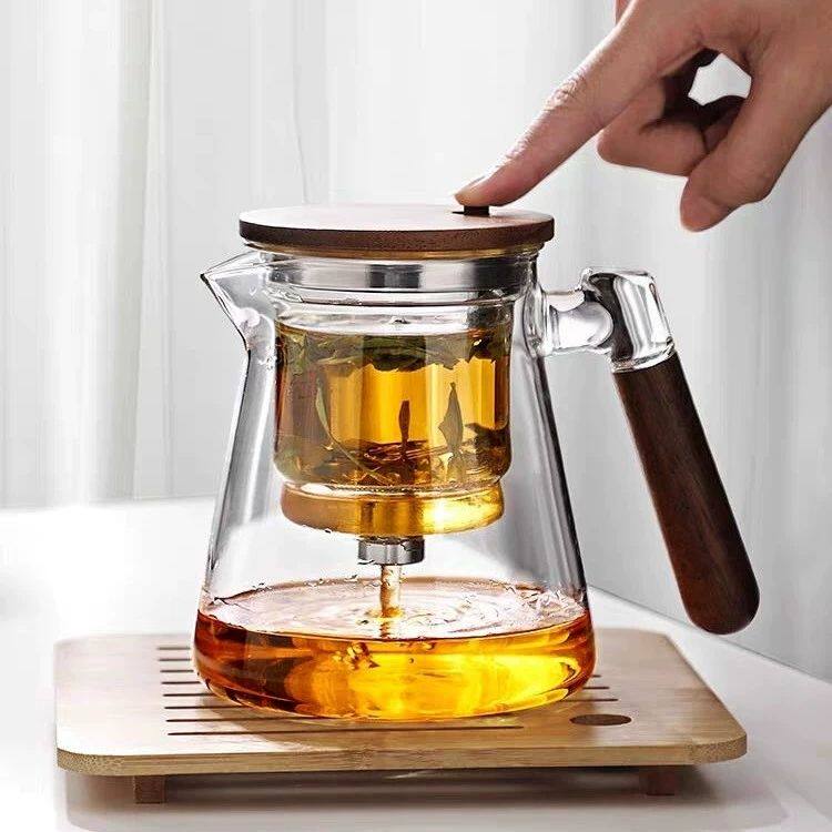 Floating Comfort Cup Tea Kettle Full Glass Liner Hupeach Wood Tea Water Separation Filter Tea Cup Ultra-Thick Home Tea Set-Taobao