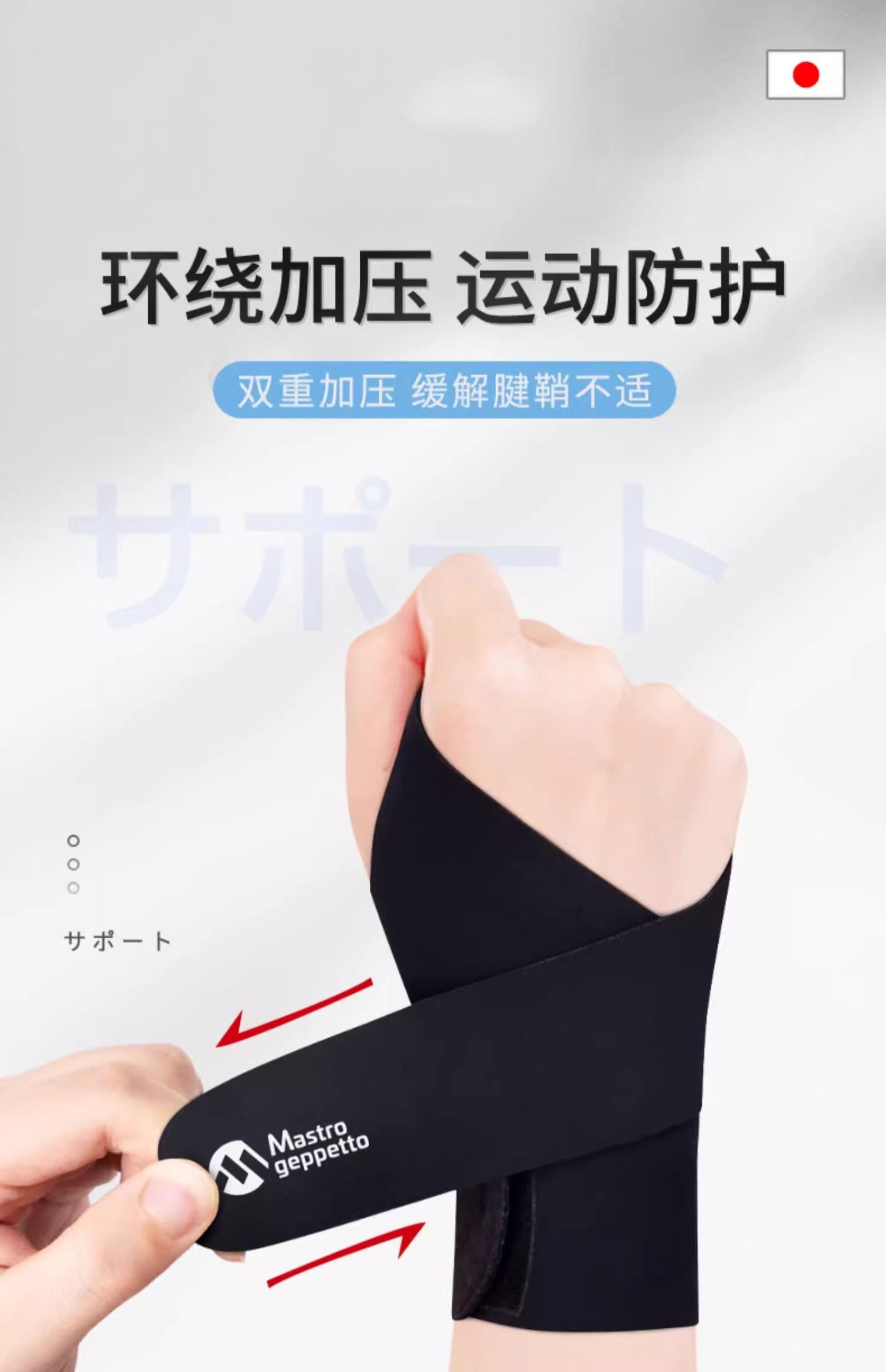 Движение запястья 日本新款护腕腱鞘炎扭伤专用手腕男女款骨折固定器运动劳损护手套