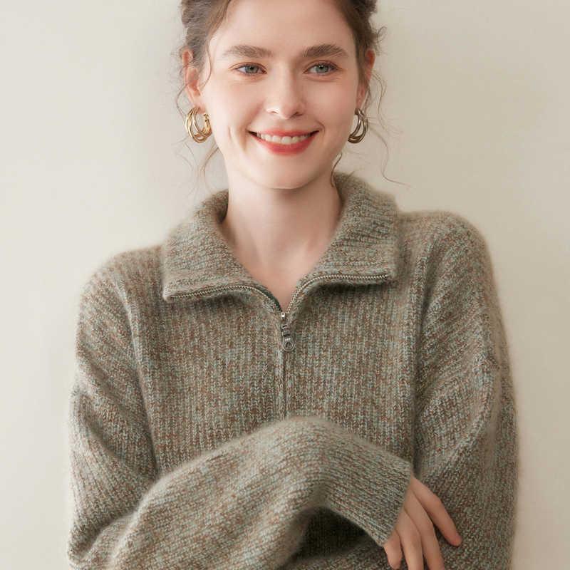 Ordos City Three-Strand Floral Yarn Half-Zip Cashmere Sweater for Women, 100% Pure Cashmere Sweater, Turtleneck Sweater, Base Layer Sweater Ordos City Three-Strand Floral Yarn Half-Zip Cashmere Sweater for Women, 100% Pure Cashmere Sweater, Turtleneck Sweater, Base Layer Sweater